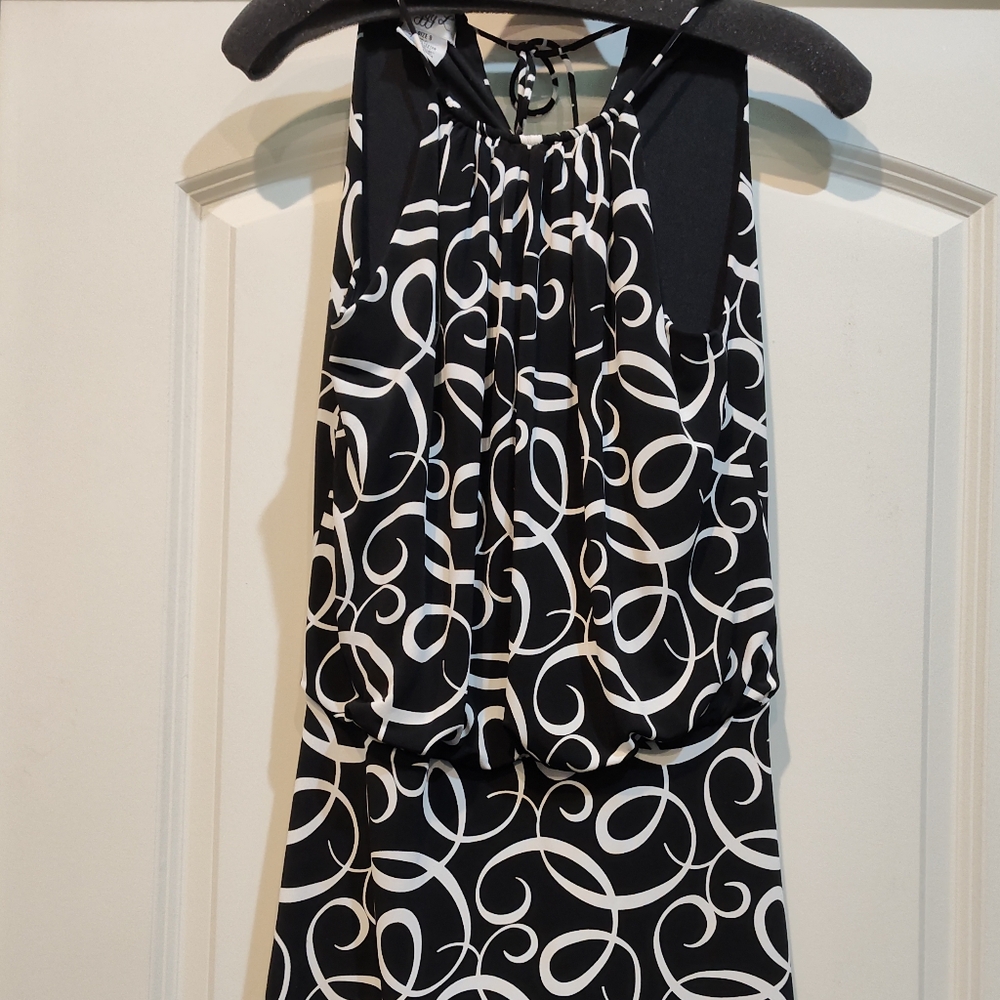 Maggy London Black and White Halter Sheath Dress